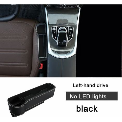 (1 pièce noire restante) Boîte de rangement étanche pour siège auto avec porte-gobelet et éclairage LED d'ambiance. (1/5)