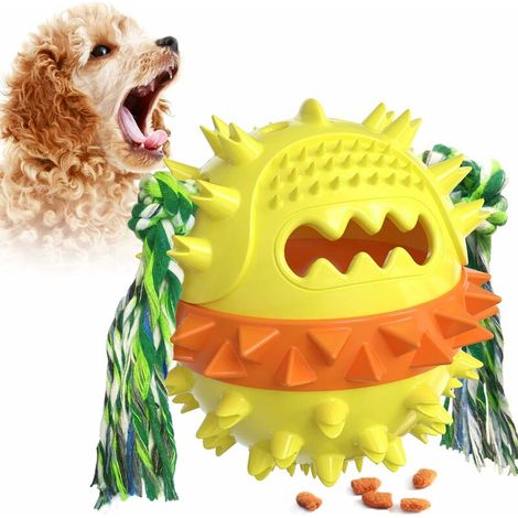 Jouet pour chien avec ventouse - Jouet à mâcher - Jouet multifonction - Nettoyage des dents pour animaux de compagnie - Jouet interactif (jaune) (1/5)
