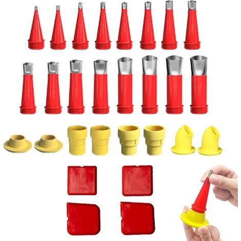 28 Pièces Calfeutrage Buse Applicateur Réutilisable, Universel Kit D'outils De Buse, Trousse à outils de buse en caoutchouc intégrée