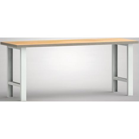 Établi l.2000xP700xH840 mm hêtre Multiplex gris clair RAL 7035 KLW-LUTZ BETRIEB
