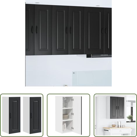 vidaXL Küchenregal - Küchenschrank mit Speicher Kalmar 2 pcs Schwarz 30 x 31 x 80 cm (1/5)