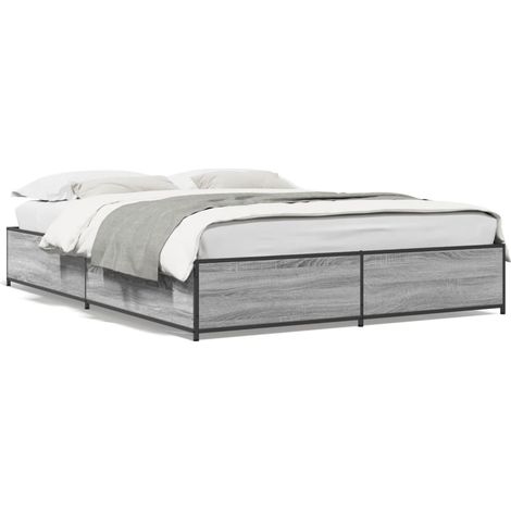 Maison Exclusive - Estructura cama madera ingeniería metal gris S