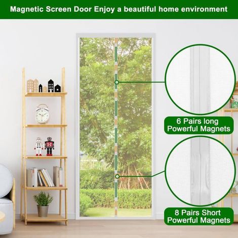Moustiquaire magnétique pour porte - - 80x220 cm - Maillage fin en polyester - Fermeture automatique magnétique (1/5)