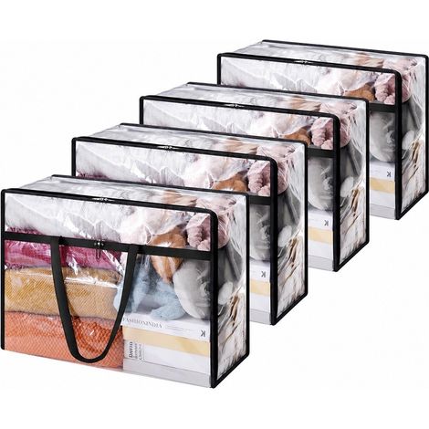 Sacs de rangement transparents pour couettes, grande capacité, en PVC imperméable, pour déménagement en résidence étudiante, 40 L (60 L) x 4 pièces (1/5)