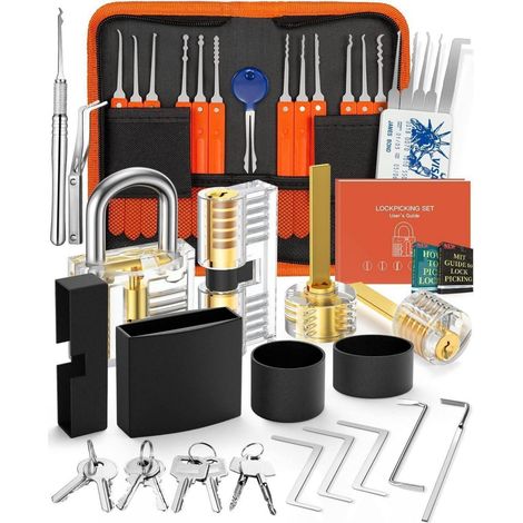 38-teiliges Lockpicking Set mit 4 Trainingsschlössern und Anleitung (1/5)