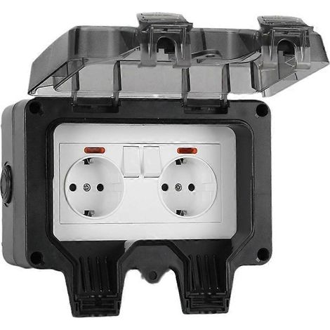 IP66 wetterfeste Außensteckdose, beständig gegen Witterungseinflüsse und Staub, für Garten, Garage oder Keller (europäischer Stecker). (1/5)