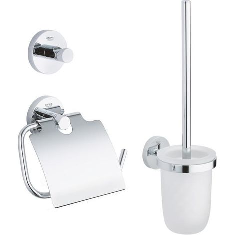 Grohe Set di accessori Grohe Essentials 3 in 1: Supporto a parete + Scopino e supporto + Portarotolo, cromo (40407001)