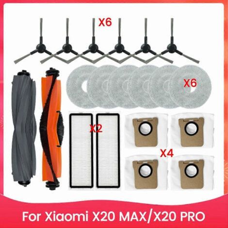 Ensemble de 20 pièces pour aspirateur Xiaomi X20 MAX X20 PRO : brosse, sac à poussière, filtre et chiffon de nettoyage. (1/5)