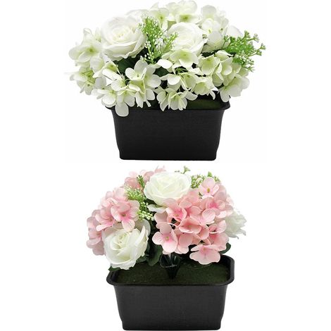 FIORIERA RETTANGOLARE ROSA E ORTENSIE MISTE