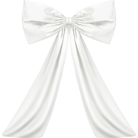 Nœud Décoratif - 60 x 27 cm - Pour Arbre de Noël, Couronne, Mur ou Événement Festif - Blanc - 1 Pièce (1/5)