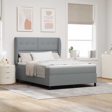 vidaXL Boxspringbett mit Kopfteil Hellgrau 140 x 190 cm Stoff (1/5)