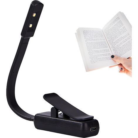 Lampe de lecture LED rechargeable à clipser lumière pince réglable chaud et idéale pour l'heure du coucher le camping 24 x 2,5 x cm Blanc (1/5)