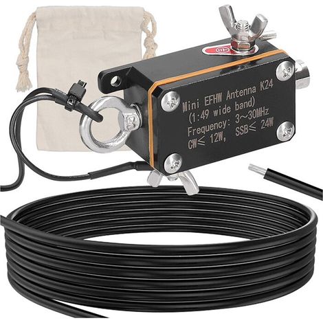 Convient pour l'antenne de poche EFHW K24, antenne ondes courtes à large bande, 3-30 MHz, antenne demi-onde alimentée en extrémité