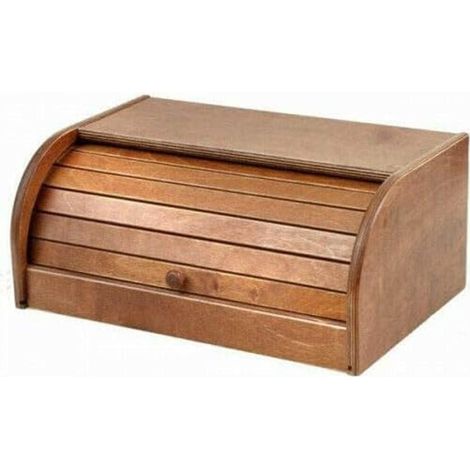 TrAdE Shop Traesio - Cestino Pane In Legno Con Serratura In Noce Scura Di Betulla Durevole 39x25xh17 Cm - (1/2)