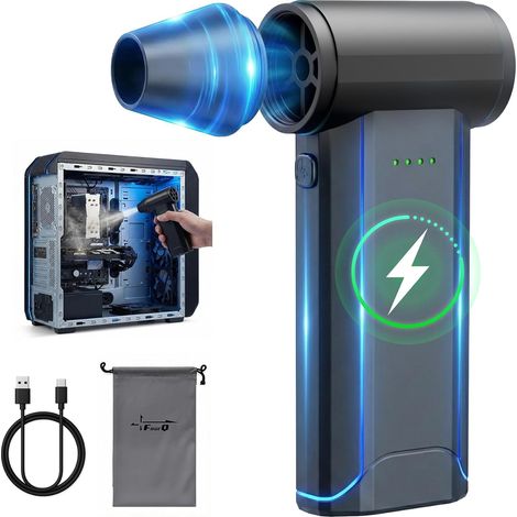 Souffleur d'Air Comprimé Électrique 110000RPM, Nettoyeur Clavier sans Fil, Jet Fan Puissant pour PC, Voiture et Maison, Alternative aux Bombes d'Air Sec, Dépoussiérant Portable Rechargeable (noir) (1/5)