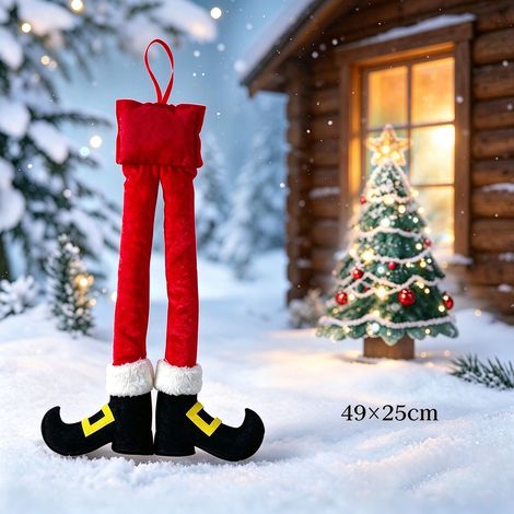 Jambes du Père Noël 67×35cm, décoration suspendue de Noël pour voiture et sapin (1/5)