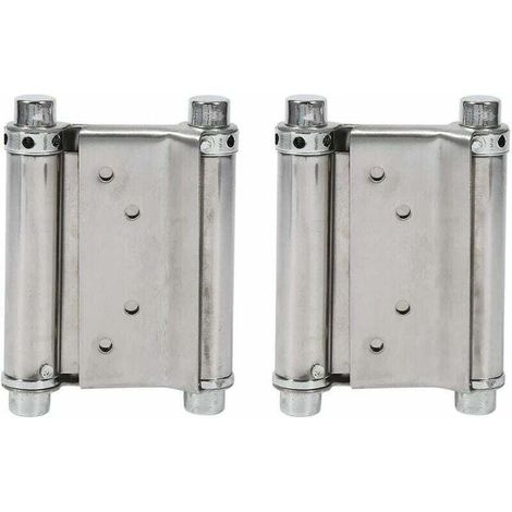 Bisagras de resorte de acero inoxidable de doble acción – Paquete de 2, carga máxima 15 kg, para puertas batientes y de salón. (1/5)