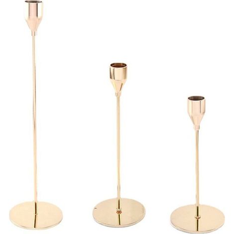 Bougeoirs lot de 3 pour bougies coniques chandelier décoratif support en métal fête de mariage (1/5)