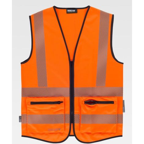 Chaleco de alta visibilidad con cintas reflectantes segmentada EN ISO20471 C3605 WORKTEAM XL Naranja A.V.