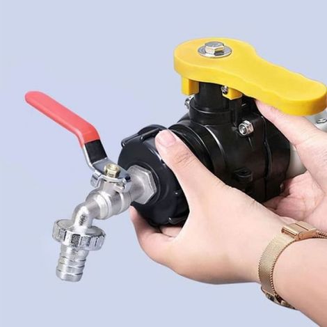 Robinet Cuve 1000L Avec Adaptateur Robinet Tuyau Arrosage S60X6 IBC Raccord Robinet Robinet de Jardin pour Recuperateur Eau de Plu (1/4)