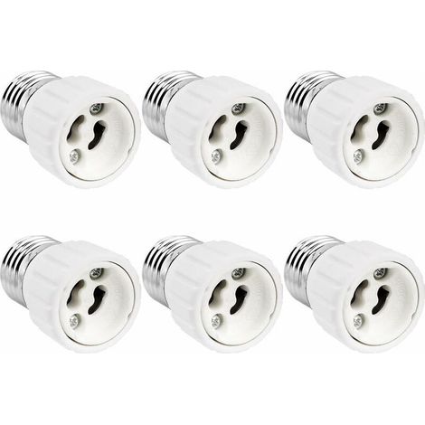 E27-auf-GU10-Fassungsadapter, 0–250 V, max. 200 W, E27-Schraubfassungsadapter für GU10-LED-, Halogen- und Energiesparlampen, Keramikadapter, 6er-Pack (1/5)