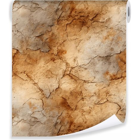 Papier peint marron béton texture maçonnerie sur mur molletonné salon chambre coucher (1/3)