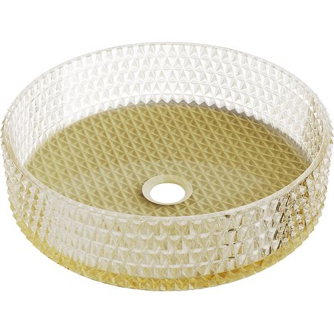 Mexen Aura lavabo da appoggio in vetro 39 x 39 cm, trasparente/oro - 24013951 (1/5)