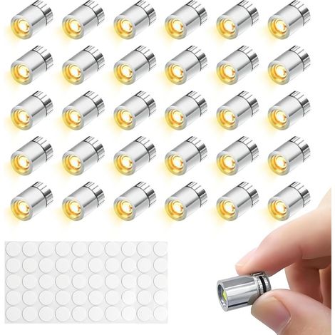 30 Pièces Mini Lumières LED, blanc chaud Lampe LED Miniature avec Batterie Petite Lampe LED Maison de Poupée lumières miniatures pour vitrines petite Lumières LED pour Bricolage Artisanal (1/5)