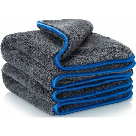Chiffon en Microfibre Voiture，1200GSM Chiffon de Polissage， Pièces Microfibre Sechage Voiture - Super Absorbant Ne Laisse Pas De Taches d'eau, 40x40cm Bleu, 2 pcs (1/4)