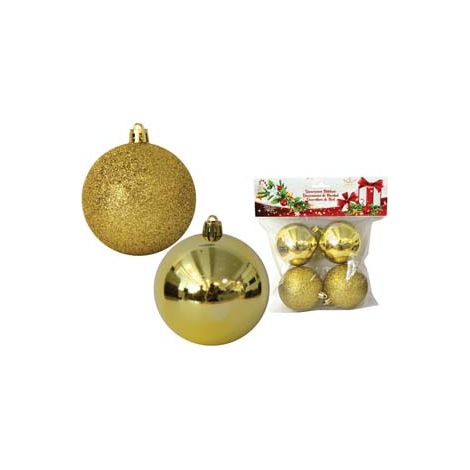 SFERE LISCE E GLITTERATE COLORE ORO mm.60 in confezione da pz.4