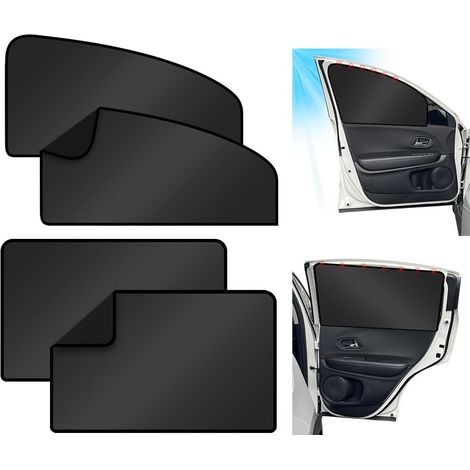 Pare Soleil Voiture Bébé, 4PCS Rideau Pare-Soleil de Voiture avec Magnétique avec Protection UV Rideaux fenêtres de Protection Solaire de Voiture Enfants Adultes, Animaux,Noir (1/5)
