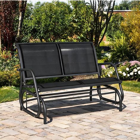 Banc à bascule noir en métal 120 x 70 x 85 cm (1/5)