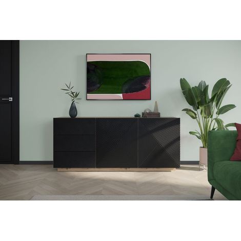 BOBOCHIC - Buffet 2 portes 167 cm ALICE Chêne et noir (1/5)