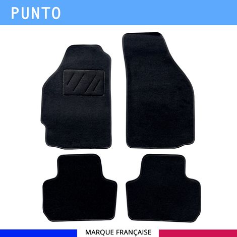 Tapis de sol voiture - Sur mesure pour  Fiat PUNTO (11/1999-09/2009) - Moquette Antidérapante - Clips et Scratch - 4 pièces (1/4)