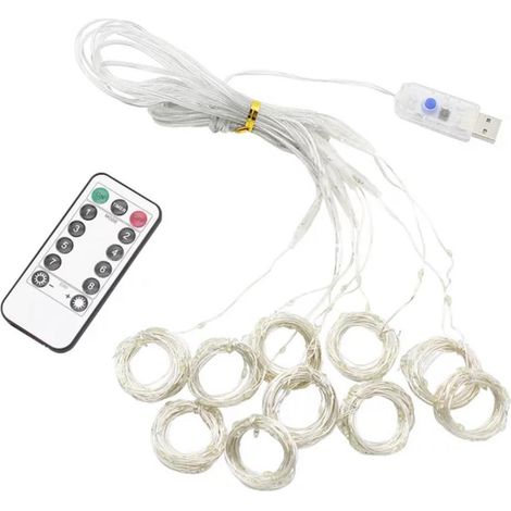 Northix Cortina LED USB Blanco cálido 300 LEDs transparente