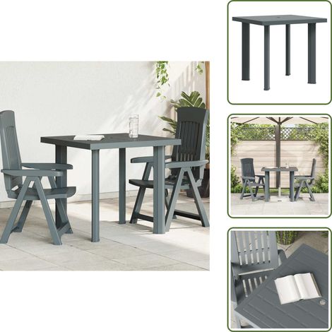 The Living Store Mesa de jardín de plástico verde 80x75x72 cm - Mesa de jardín verde