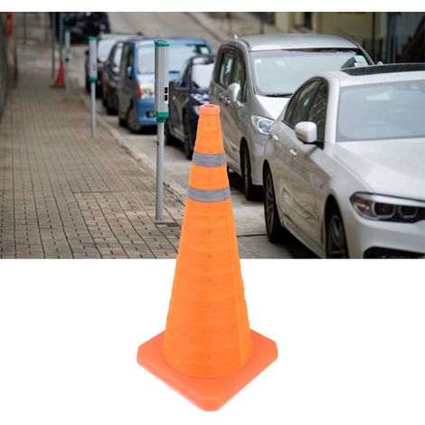 Cône de signalisation télescopique à double bande réfléchissante 703030CM pour la vision nocturne, levant et signalant un obstacle routier. (1/5)