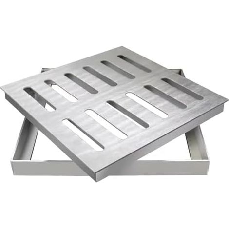 Grilles de vidange en Acier Inoxydable 304 avec Cadre,Grilles d'égout carrées Couverture de puits d'eau de Pluie,Crépine de Drainage de Sol de Garage, Bassin de Drainage de gouttière de Jardin（2002002 (1/4)