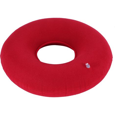 Coussin rond gonflable anti-hémorroïdes pour chaise, support des hanches, avec pompe, rouge, 40cm, coussin de siège portable pour bureau, voiture et maison (1/5)