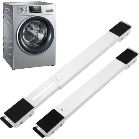 Support Machine À Laver - 2 Pièces - Métal Et PE - Réglable 300 Kg - Pour Électroménager - Blanc (1/5)