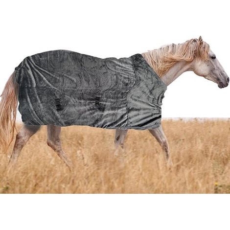 Coperta termica impermeabile per cavalli da esterno, 185 x 180 cm, con cappuccio regolabile e fodera in flanella, traspirante e calda, ideale per l'inverno. (1/5)
