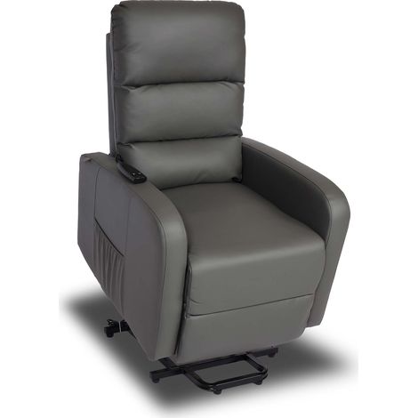 [NEUWERTIG] Fernsehsessel HHG-703, Sessel Relaxsessel TV-Sessel Liege, Liegefunktion Aufstehhilfe, Metall Kunstleder grau (1/5)
