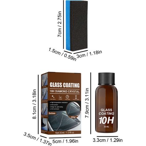 Nettoyant Vitres Auto Spray Céramique Protection, Scellant Carrosserie Lustrant Anti-Pluie Anti-Poussière, Agent de Polissage Brillant, Kit de Rénovation Voiture (1/5)