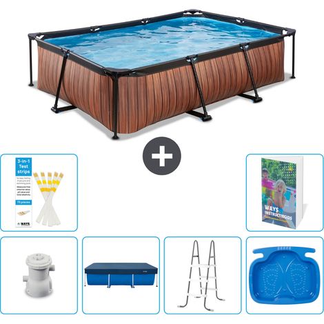 Exit-toys Piscina Exit Rectangular - Efecto madera - 300x200x65 cm - 7-piezas S314 (1/5)