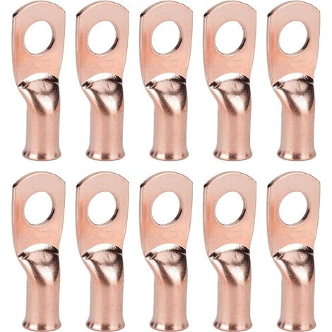 10pcs Purple Copper Terminal Lugs 8 AWG Battery Cable Ends Tubular Bare Copper Eyelets Ring Terminal Connectors (8 AWG - 3/8'' Ring) (1/5)