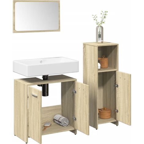 Ensemble de meubles de salle de bain 3 pcs chêne sonoma (1/5)