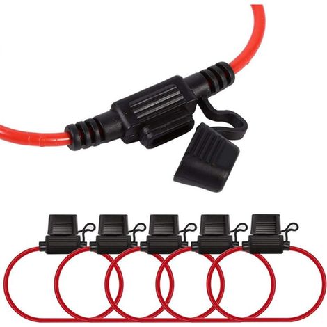 Galozzoit – Porte-fusible étanche 30A – Compatible voitures, camions, motos – Tension 32V – Longueur 30 cm – Lot de 6 piècesAec (1/5)
