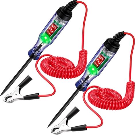 Test Light Automotive, testeur de circuit 5-120 V avec affichage numérique de la tension, testeur de continuité et de tension électrique avec pince crocodile et longue sonde en acie - 2 pièces (1/5)