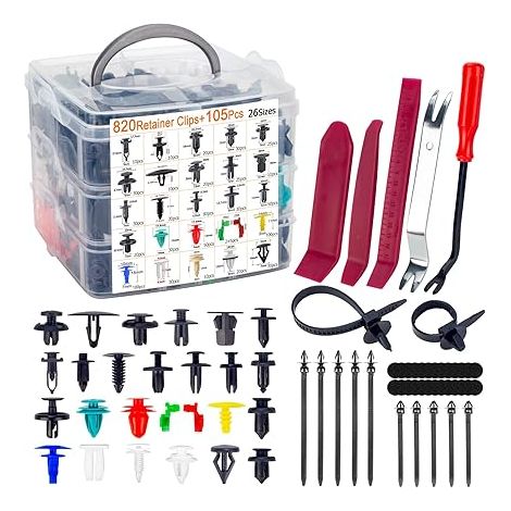 Clips Voiture Rivet Plastique Fixation pour Auto Voitures Panneaux de Portes Garnissages Pare-chocs d'aile avec Boîte De Rangement et Outil de Démontage (1/5)