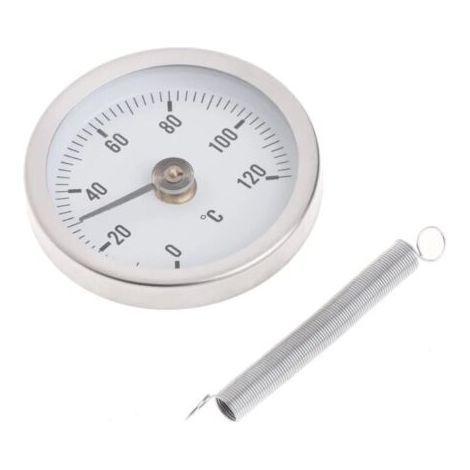 Bimetall-Thermometer mit 63-mm-Zifferblatt, aus Edelstahl, mit Clip-Federrohr, Temperaturmessgerät, 0-120 Grad (1/5)